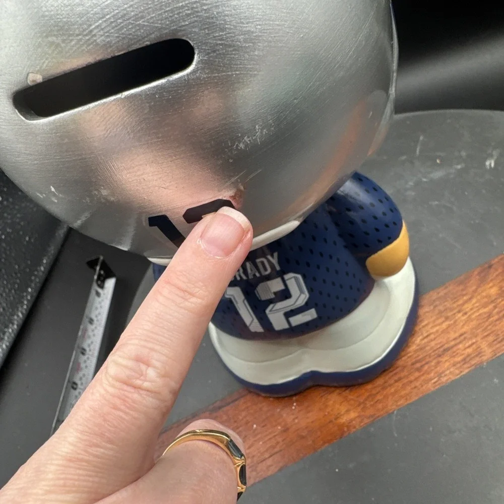 Football Ceramic Piggy Bank NFLPA Tom Brady 12 NFL New England Patriots